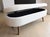 Mid-Century Modern Contemporary Plush Off-White Boucle Ottoman/Wood Legs For Sale - Image 3 of 5