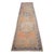 Vintage 1960s distressed Turkish Oushak rug runner. With wavy desaturated red-orange field and shades of blue, tan and...