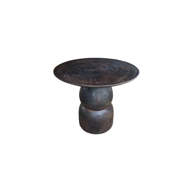 Not Yet Made - Made To Order Round Side Table Crafted From Mango Wood, Dark Brown Finish For Sale - Image 5 of 5