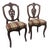Late 20th Century Pair of French Louis XV Style Carved Walnut Side Chairs With Burgundy & Gold Damask Upholstery For Sale