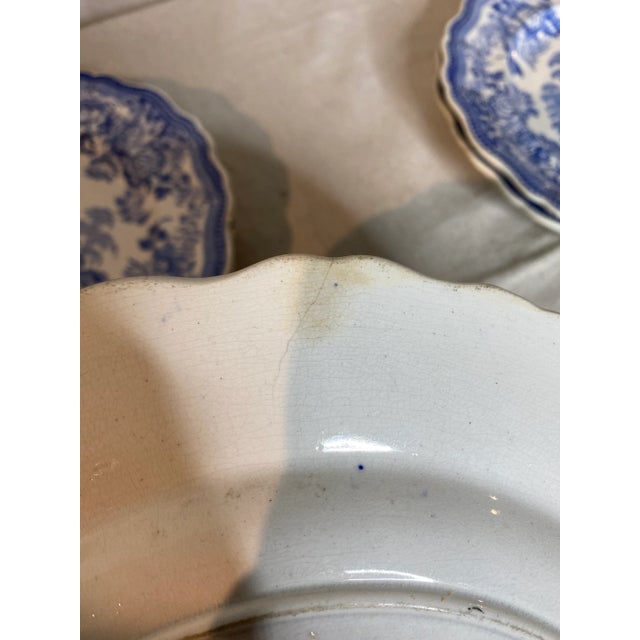 Mid 19th Century Blue & White English Staffordshire Transferware Plates- Set of 5 For Sale - Image 10 of 13