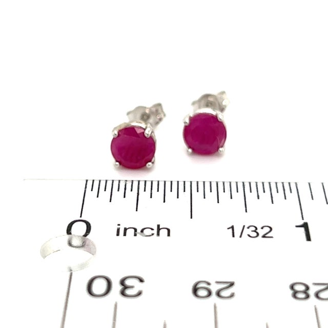 Natural Ruby Stud Earrings 14k Gold 1.91 TCW 1.28 Grams Certified For Sale - Image 10 of 11