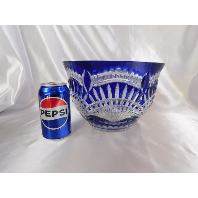 1940s Very Large Blue Cut to Clear Bowl For Sale In San Francisco - Image 6 of 7