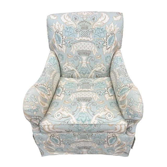Swivel Rocker Club Chair in Coastal, Soft Color Palette For Sale - Image 4 of 4