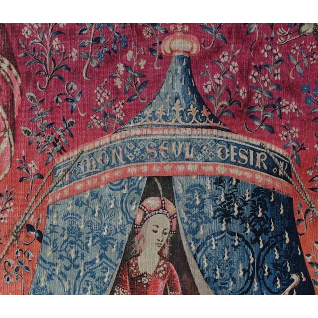 French Tapestry Lady and Unicorn Mille-Fleurs Woven Wall Covering For Sale - Image 4 of 14