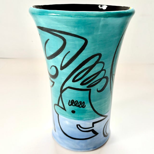 Handpainted Ceramic Pottery Vase by Robin Zingone For Sale In New York - Image 6 of 7
