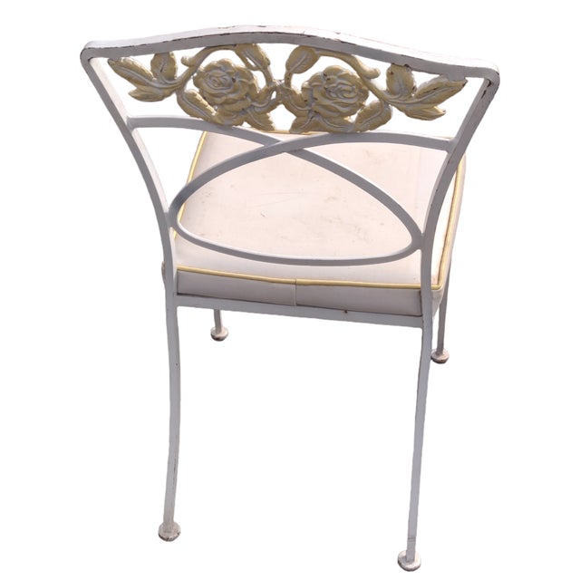 1950s O W Lee Co Normandy Rose Cast Iron Patio Table & 4 Matching