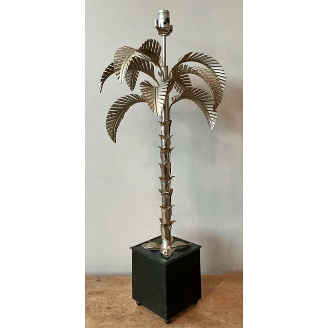 Silver Vintage Regency Punch Cut Palm Tree Lamp For Sale - Image 8 of 11