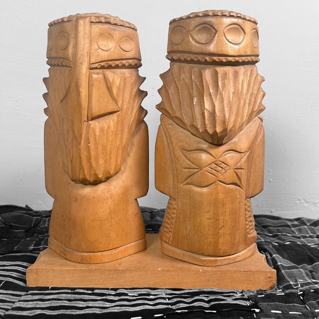 Wood Ainu Wood Carving of Man and Woman, Hokkaido, Japan, 1960s For Sale - Image 7 of 9