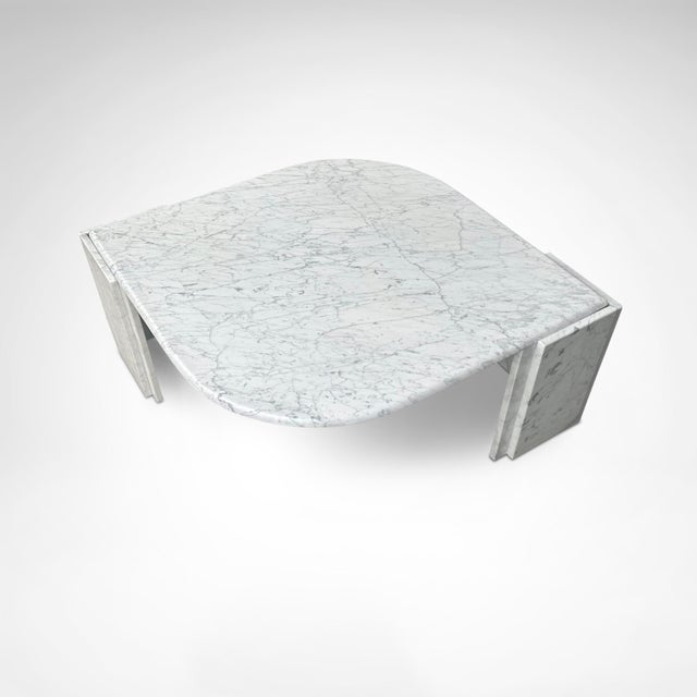 White German Teardrop Coffee Table with Carrara Marble, 1980s For Sale - Image 8 of 10