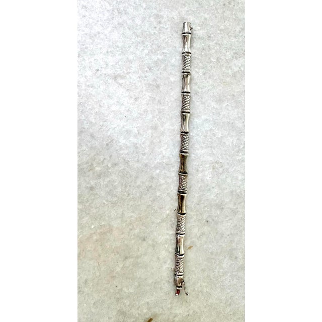1980s Sterling Silver Bamboo Link Bracelet For Sale - Image 5 of 6