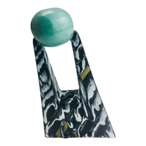 Rare 1980s Postmodern Post Modern Post Modern Memphis Double Well Abstract Orb Art Pottery Ikebana Vase