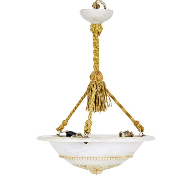 Art Deco Alabaster Pendant Light, 1930 For Sale