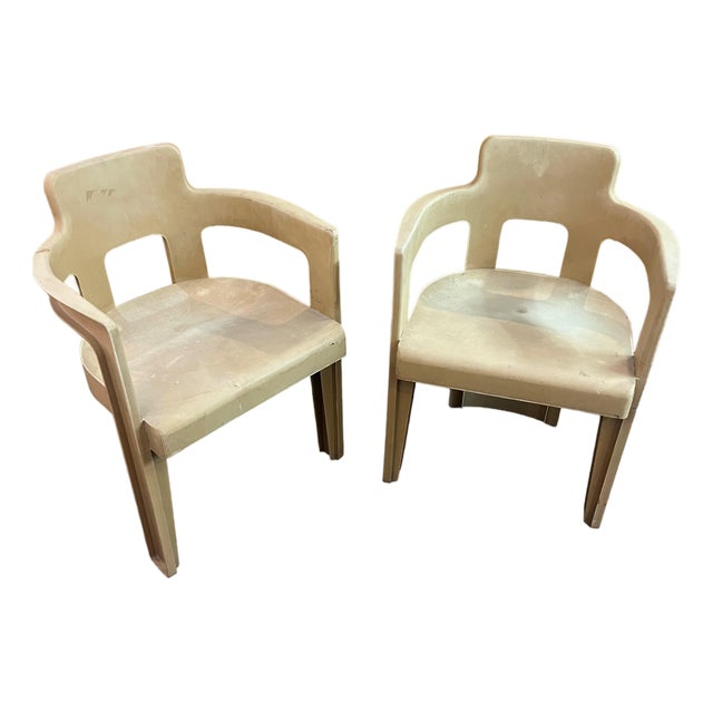 1960s Syroco Mid Century Modern Plastic Chairs Set of 2 Signed For Sale