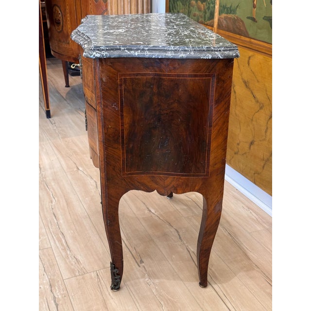 Brown 19th Century French Two Drawer Marble Topped Commode For Sale - Image 8 of 12