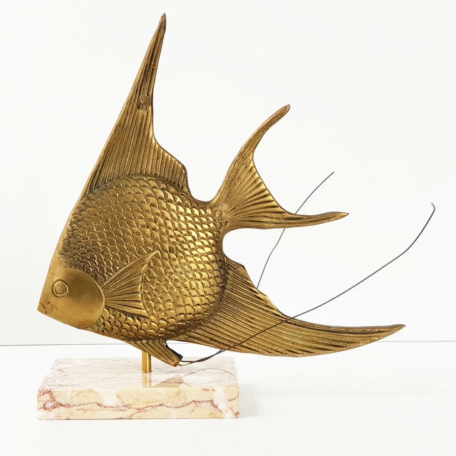 Vintage Bronze Fish on Marble Base, 1950s For Sale - Image 6 of 6