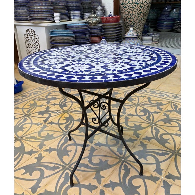 tiles table for An indoor / outdoor glazed Moroccan mosaic table, A very simple style, but with great handcraftsmanship....