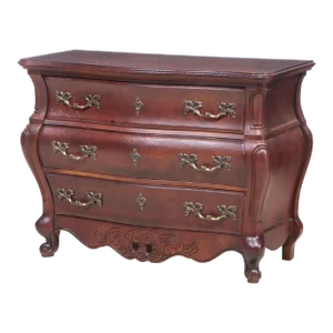 1990s Pulaski Furniture Bombe Form Three Drawer Chest Dresser Buffet Textured Finish