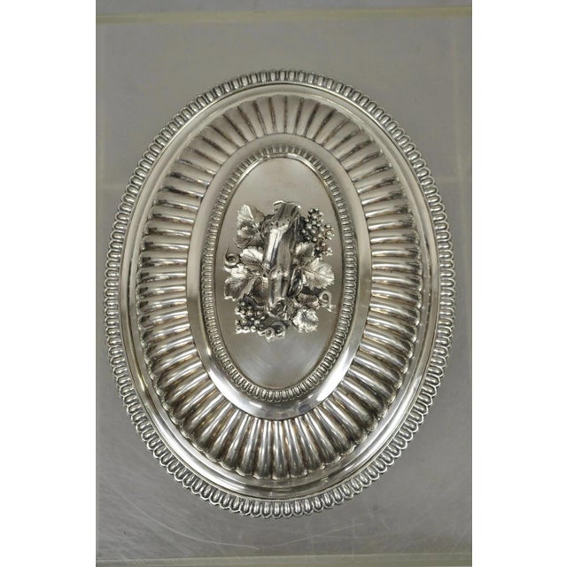 Metal Antique Elkington Co English Regency Silver Plated Covered Serving Dish Platter For Sale - Image 7 of 12