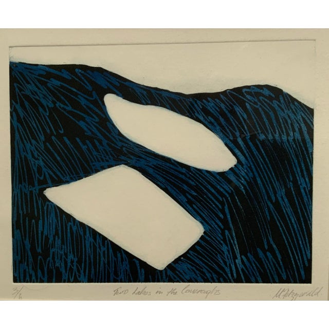Abstract “Two Lakes in Comeraghs” Dry Point Print by Mary Fitzgerald For Sale - Image 3 of 7