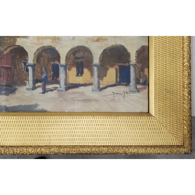 Impressionist Jiri Herman Oil on Paper Southern European Courtyard With Arched Walkway For Sale - Image 3 of 9