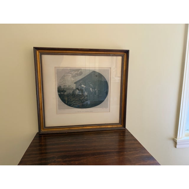 English Early 20th C. French “Le Départ De L’Hôtellerie” Equestrian Print in Giltwood Frame For Sale - Image 3 of 13