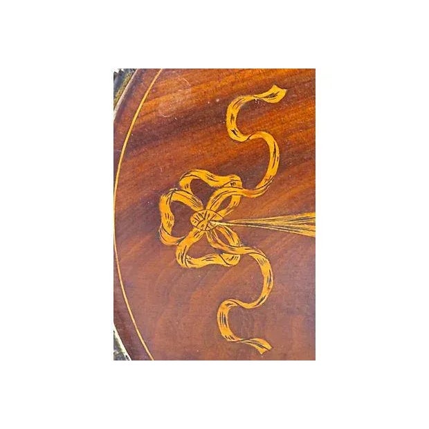 Antique Oval Inlaid Pedestal Table For Sale - Image 5 of 7