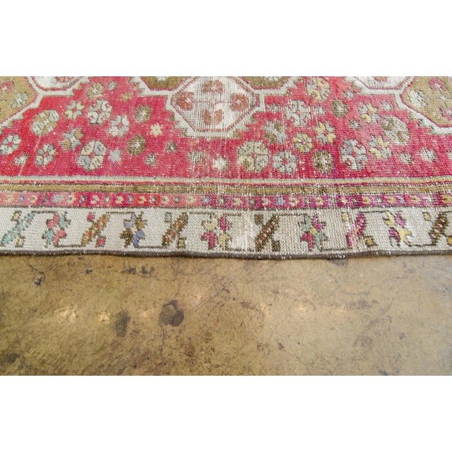 1950s Vintage Oushak Medallion Hand-Knotted Runner - 2’6” X 11’2” For Sale - Image 9 of 11
