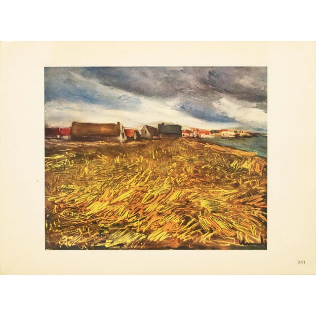 Farmhouse 1947 After Maurice Vlaminck "Wheat Field", First Edition Period Parisian Offset Lithograph For Sale - Image 3 of 8