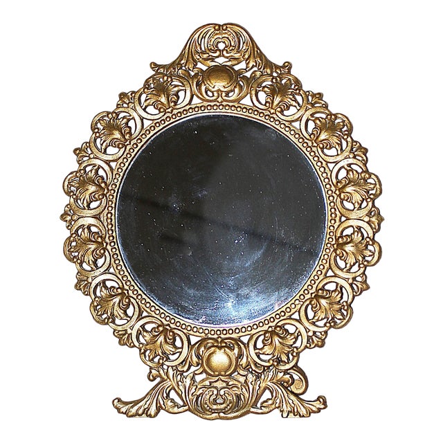 Round GiltMetal Vanity Mirror Chairish
