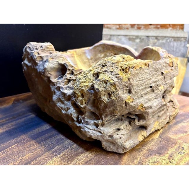 Not Yet Made - Made To Order Modern Organic Petrified Wood Single Sink in Grey/ Brown & Yellow Tones For Sale - Image 5 of 8