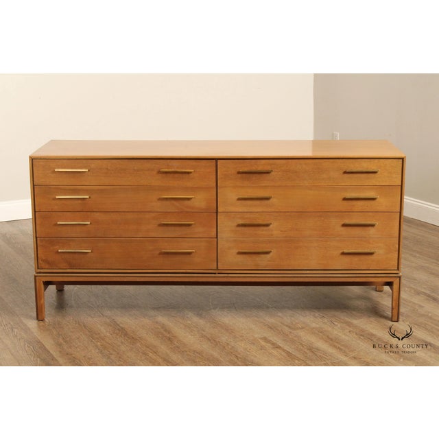 Johnson Furniture Mid Century Modern Walnut Long Dresser For Sale - Image 10 of 11