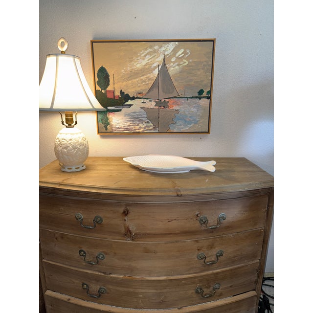 Impressionist Vintage Sailboat Painting on Canvas. Absolute Charming Version of Monet Sailboat at Le Petit-Gennevilliers For Sale - Image 3 of 7