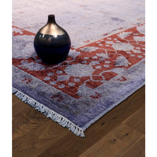 Modern Pasargad Home Lahore Lavender Wool Area Rug- 9' 3" X 12' 4" For Sale - Image 3 of 5