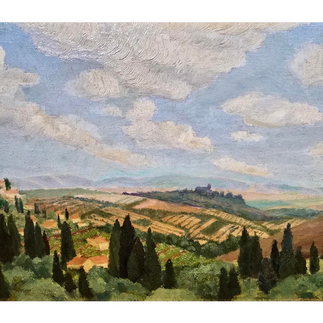 Wood Jacques Martin-Ferrières—Landscape in Catalonia, Spain—1920s Post-Impressionist Oil Painting For Sale - Image 7 of 12