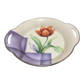 Noritake Hand-Painted Trinket Dish Featuring an Art Deco Floral Tulip Design For Sale