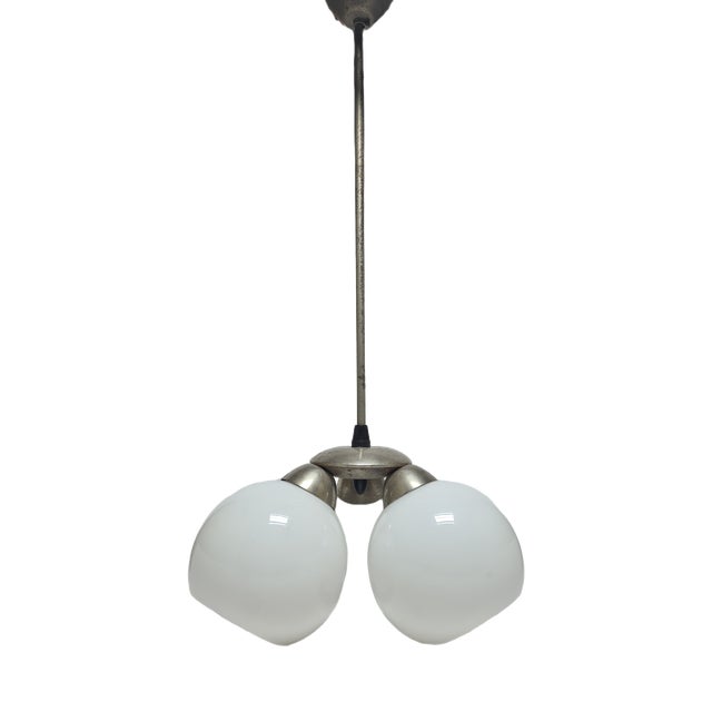 Art Deco Style Pendant Light in Glass, Poland, 1970s For Sale