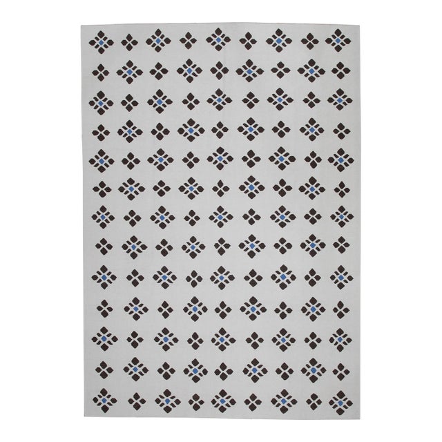 Beige and Brown Geometric Design Handmade Modern Kilim Rug 8' X 10' For Sale