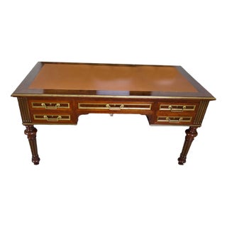 English Extendable Desk with Leather Top For Sale