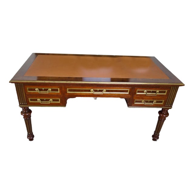 English Extendable Desk with Leather Top For Sale