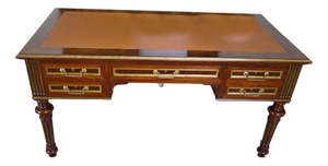 English Extendable Desk with Leather Top