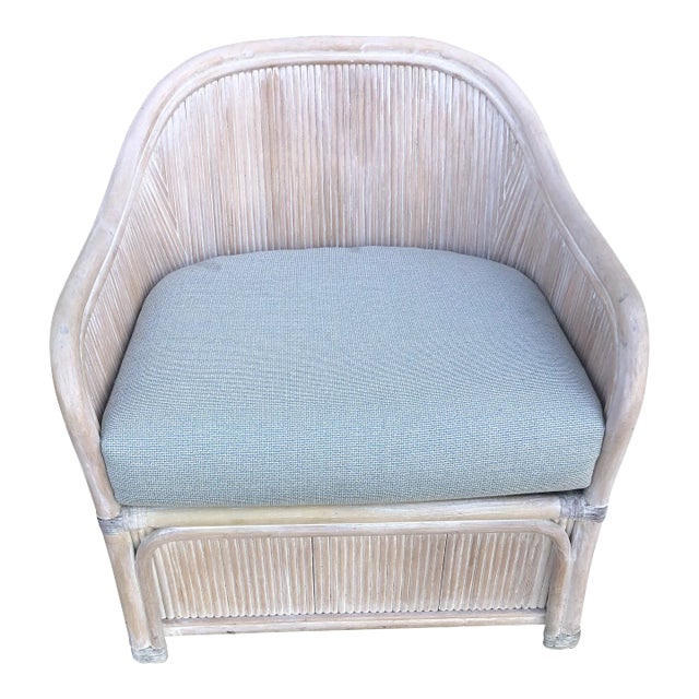 1970s Vintage Split Reed Henry Link Cushioned Chair For Sale