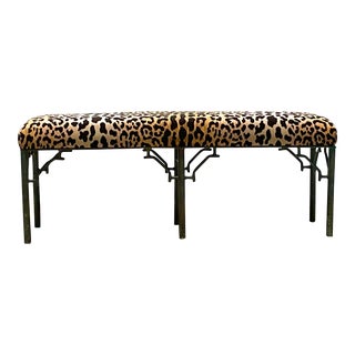 Vintage Boho Garrison Rousseau Leopard Bench For Sale
