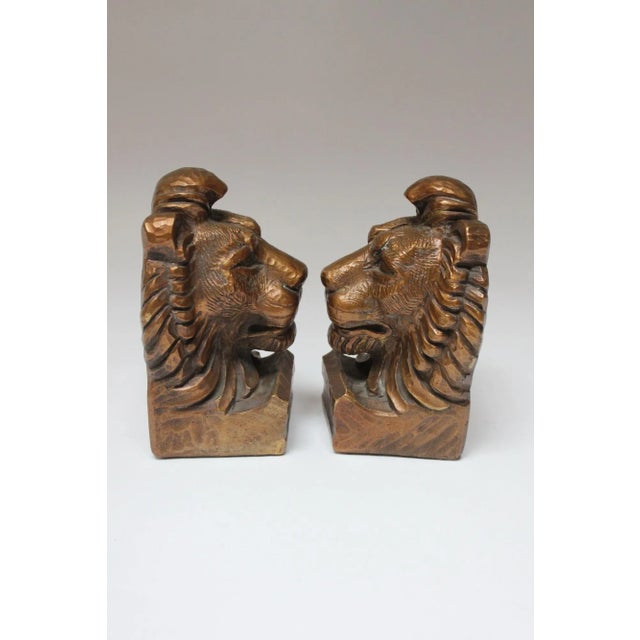 Mid-Century Modern Pair of Mid-Century Modern Gold "Lion" Bookends For Sale - Image 3 of 12