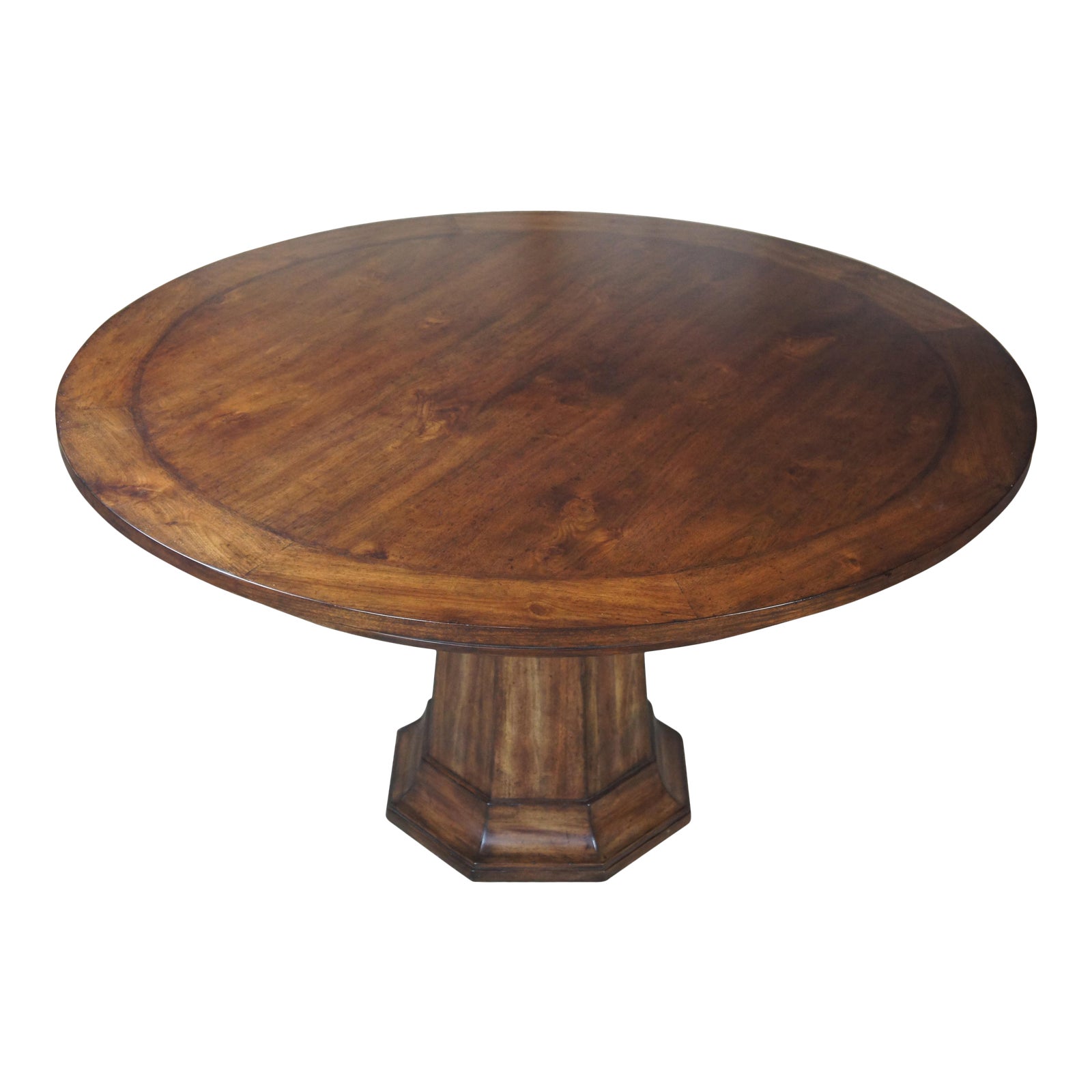 Henredon Acquisitions Round Mahogany Glass Top Pedestal Dining Table