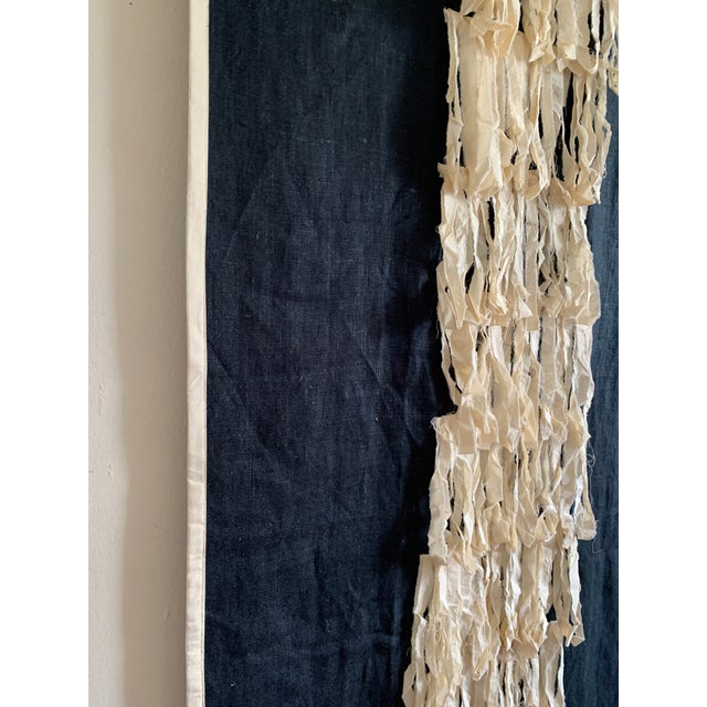 One-of-a-Kind Fringe Wall Art in Burlap and Muslin A unique and expressive textile wall hanging, hand-crafted with layered...