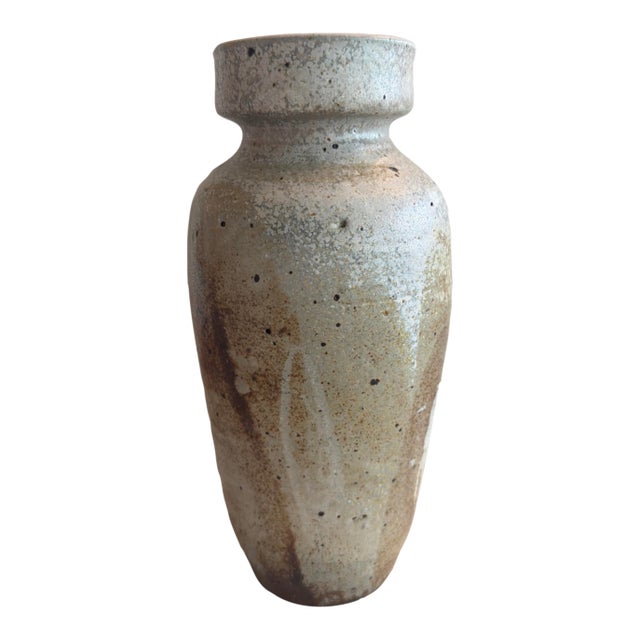 1970s MCM Mischa Kallis Studio Pottery Vase 10" Signed Ash Glaze Schindler Hollywood For Sale