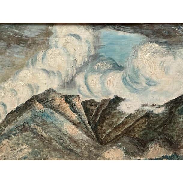 Gray Mid-Century Landscape of Mountains and Village For Sale - Image 8 of 8