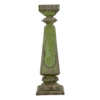 Architectural Salvaged Pedestal/Plant Stand C. 1900 in Stunning Pistachio Green & Recessed Panes For Sale