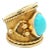 Vintage Italian 18k Gold Turquoise Etruscan Revival Statement Ring, Size 8.5 For Sale